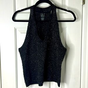 International Concepts (INC) Black Sweater Tank Top Petite Lg